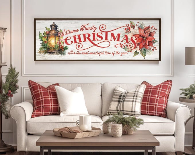 Vintage Christmas Sign - Personalized with Retro Holiday Design