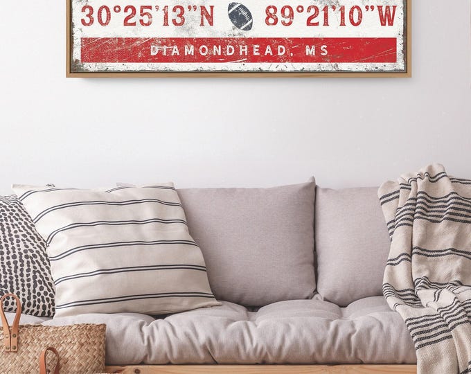 Vintage Coordinates Sign - Personalized Sports Bar Wall Decor