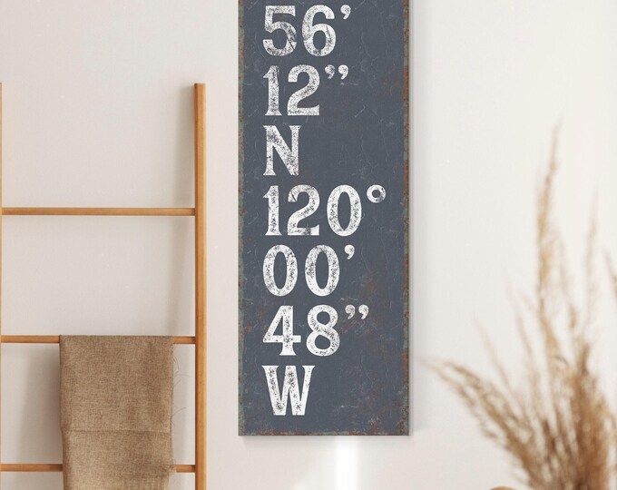GPS Coordinates Wall Art - Personalized Nautical Canvas Print
