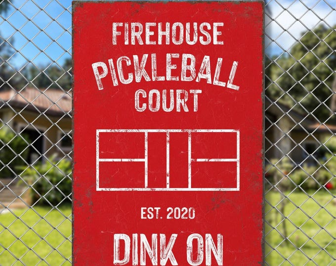 Personalized Pickleball Court Sign: Custom Name, Year, Red & White