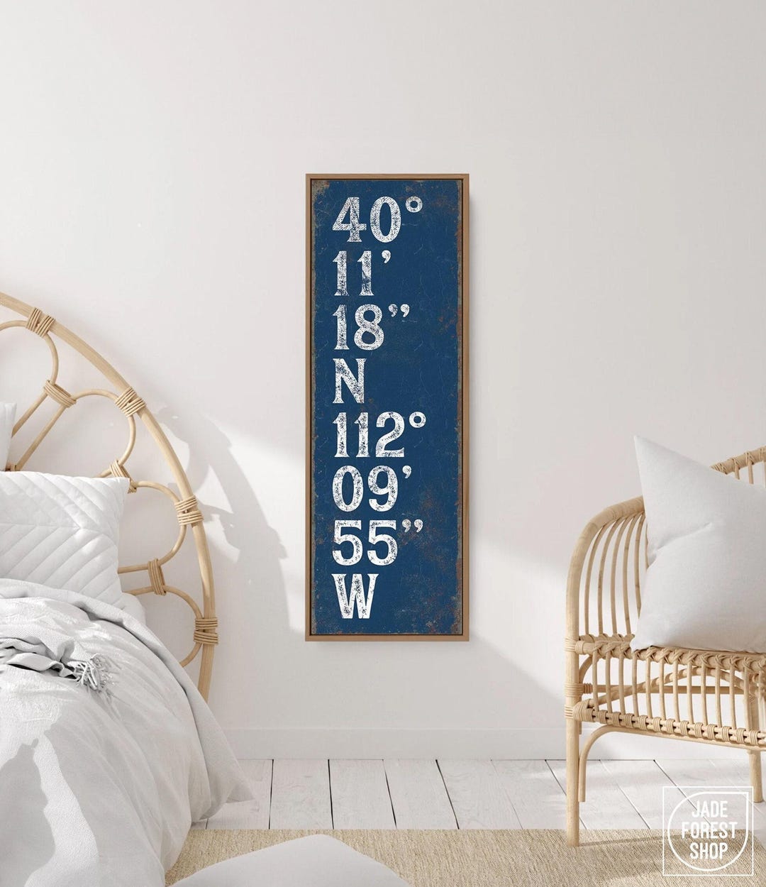 Navy Blue Coordinates Wall Art, Vintage Nautical Canvas Art Print