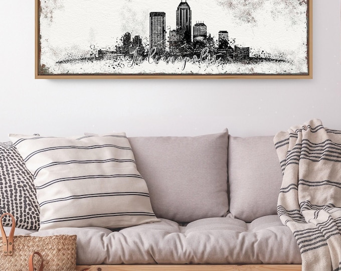 Indianapolis Skyline Sign, Black And White City Wall Art, Realtor Closing Gift
