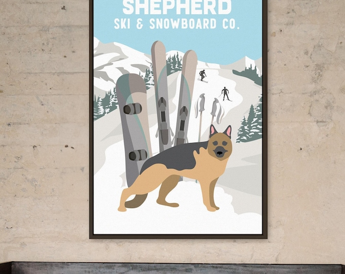 Snowboard Wall Art for Dog Lovers, Vintage Ski Slope Sign with Custom Name
