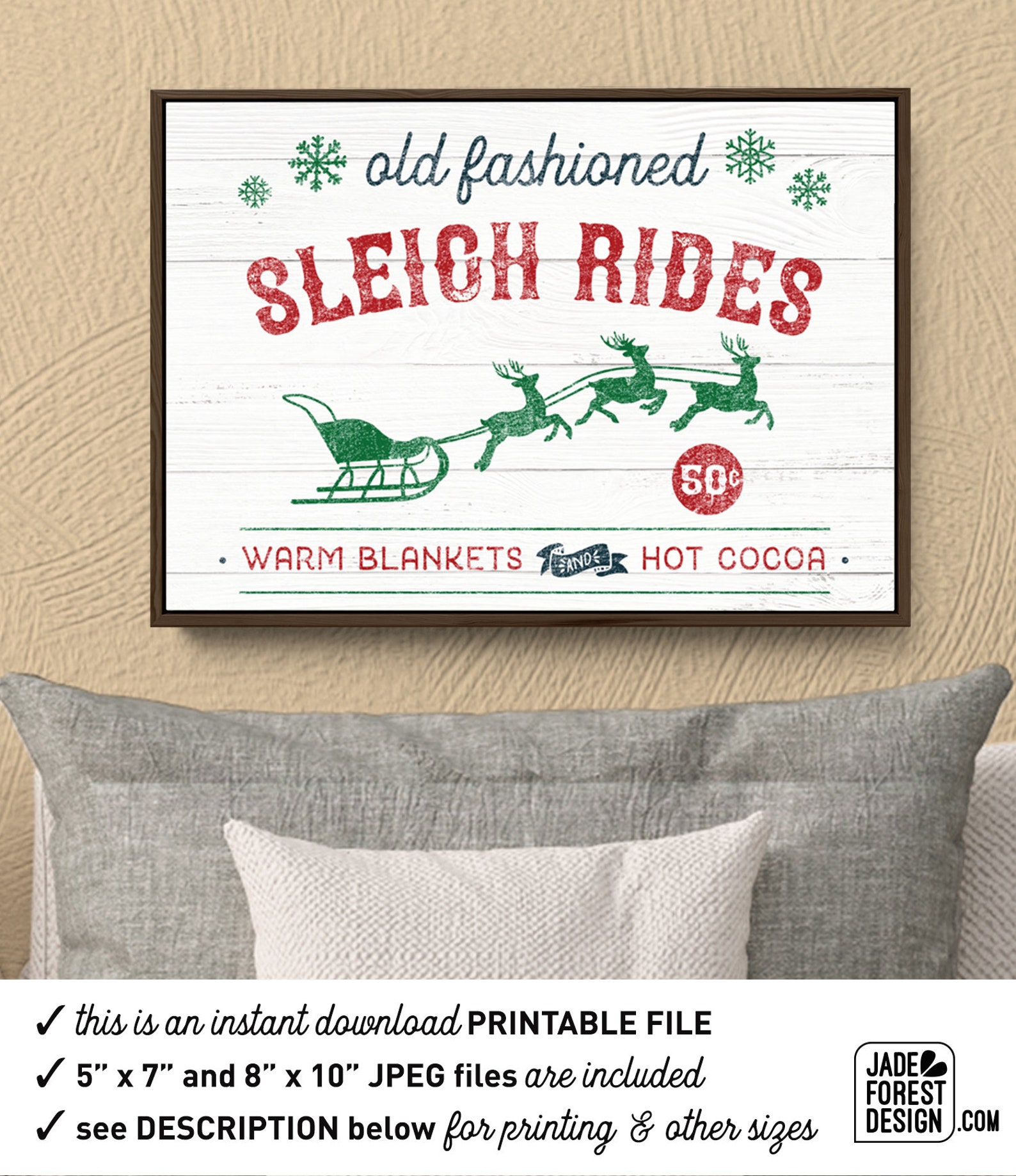 SLEIGH RIDES sign instant download printable file modern | Etsy