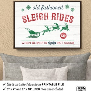 SLEIGH RIDES sign instant download printable file modern | Etsy