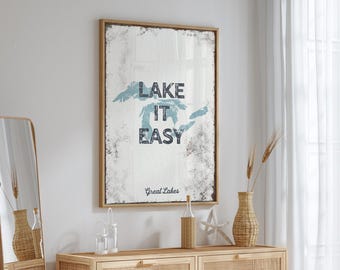 Custom Lake Wall Sign: Vintage Tide Blue - Aluminum or Canvas