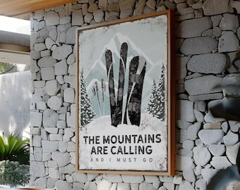 Vintage Ski Poster - Black Mountain Cabin Wall Decor
