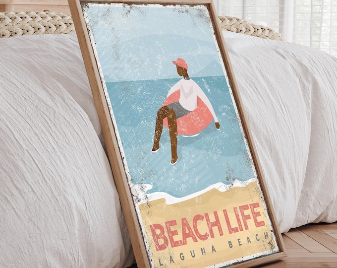 Retro Coastal Beach Sign - Custom Text and Colors