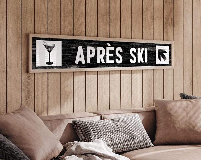 Personalized Ski Trail Name Sign, Custom Trail Sign, Apres Ski Trail Print, Custom Text, Paper Aluminum Metal Canvas, Mountain Decor {stn}