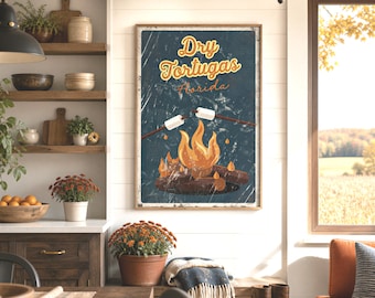 Personalized Campfire Sign: Vintage Camping Art (Canvas or Aluminum)