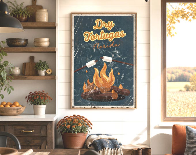 Personalized Campfire Sign: Vintage Camping Art (Canvas or Aluminum)