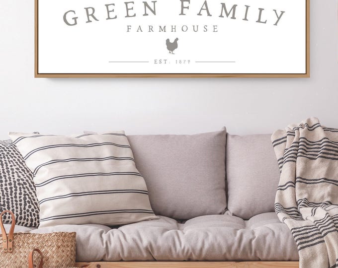 Family Name Wall Art: Sage Green, Rustic Farmhouse Style - Custom Framed
