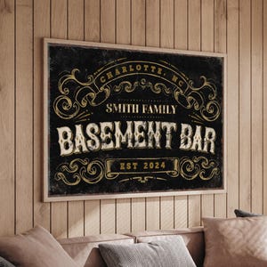 Placa de bar no porão: estilo vintage speakeasy - metal, personalizada
