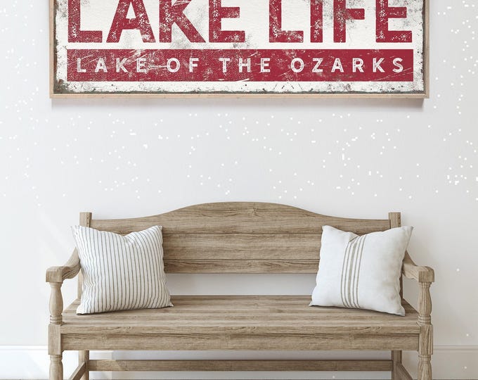 Lake Life Canvas Sign, Retro Red (Personalized, Multiple Sizes)