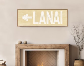 Lanai Sign in Warm Sand Yellow, Boho Arrow Wall Decor, Multiple Sizes for Patio and Sunroom