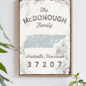Väggkonst med efternamn: Rustik lantlig inredning (anpassad stat och postnummer)