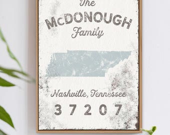 Last Name Wall Art: Rustic Country Decor (Custom State & Zip Code)