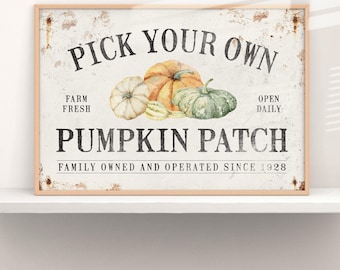 Personalized PUMPKIN FARM sign • Custom vintage fall decor canvas • Antique harvest farmhouse decor • pumpkins & gourds wall art {asw}