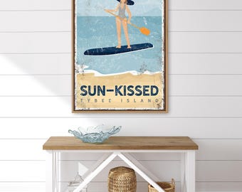 Beach House Paddleboard Sign, Vintage Style (Custom Text & Skin Tone)