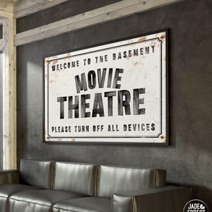 Letrero de cine vintage: lienzo con texto personalizado (con o sin marco)