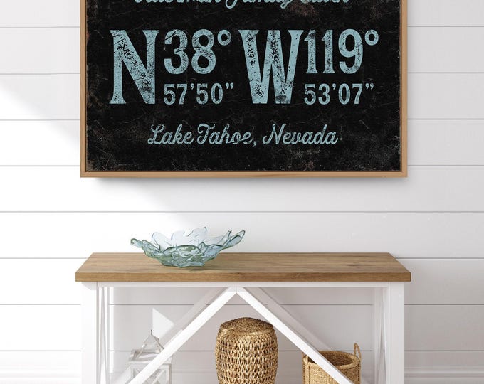 Family Name Wall Art: Vintage Lake Tahoe Style - Rustic Cabin Decor