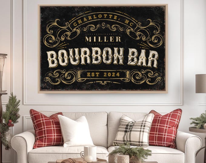 Large Basement Bar Sign, Large Bourbon Bar Sign, Custom Speakeasy Decor, Unique Man Cave Gift Ideas for Him, Personalized Lower Level Sign