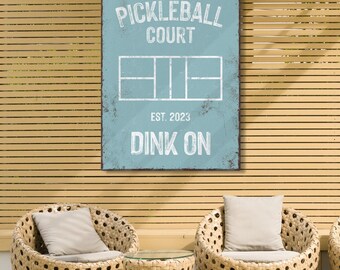 Pickleball Court Sign, Personalized Name, Tide Blue (Custom Year Option)