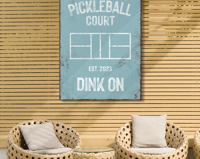 Pickleball Court Sign, Personalized Name, Tide Blue (Custom Year Option)