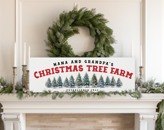 Christmas Tree Farm Sign, Large Christmas Mantle Decor, Holiday Hosting Decor, Personalized Christmas Decor Indoor, Custom Christmas Gifts