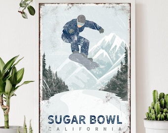 Vintage Snowboard Sign, Custom Mountain Name (Rustic Ski House Decor)