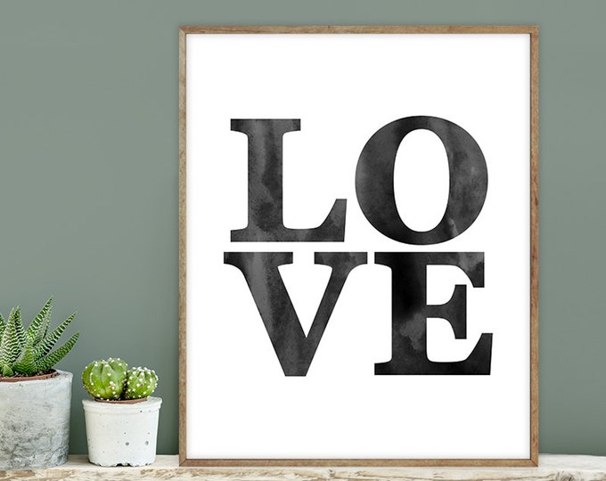 love poster / wall art print DIY / INKED / brush ink calligraphy / nursery sign DIY ▷ digital printable sign