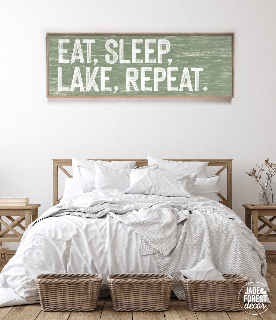 Modern Lake Sign Eat Sleep Lake Repeat Canvas Print - Etsy