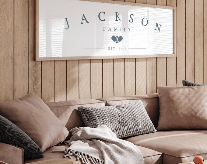 Personalized Family Name Sign: Pickleball Paddle Art, Farmhouse Style