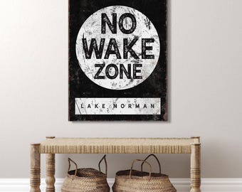 Slow Down No Wake Zone Sign, Lake House Wall Art, Custom Lake Sign Gift