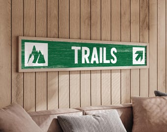 Ski Trail Wall Sign: Custom Name and Direction (Canvas, Paper, Aluminum)