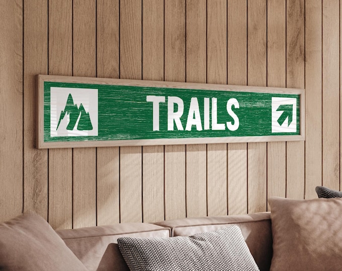 Ski Trail Wall Sign: Custom Name and Direction (Canvas, Paper, Aluminum)