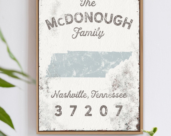 Custom State Sign Personalized With Your Family Name, Tennessee Silhouette Wall Art