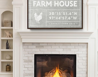 Jackson Family Sign, Custom Farmhouse Coordinates, Personalized Name Wall Art