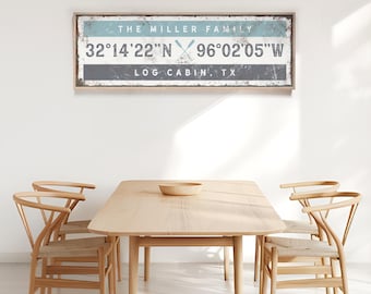 Custom Coordinates Wall Sign: Vintage Nautical Oars (Multiple Sizes)