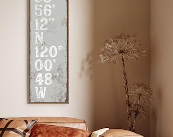 Coordinates Wall Art: Personalized Vintage Typography (Canvas or Paper)
