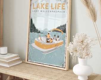 Family Pontoon Boat Sign: Custom Lake House Art - Includes Dog Options