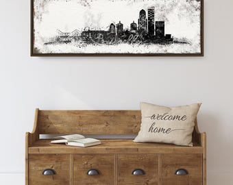 Louisville Skyline Wall Art: Vintage Black and White Canvas