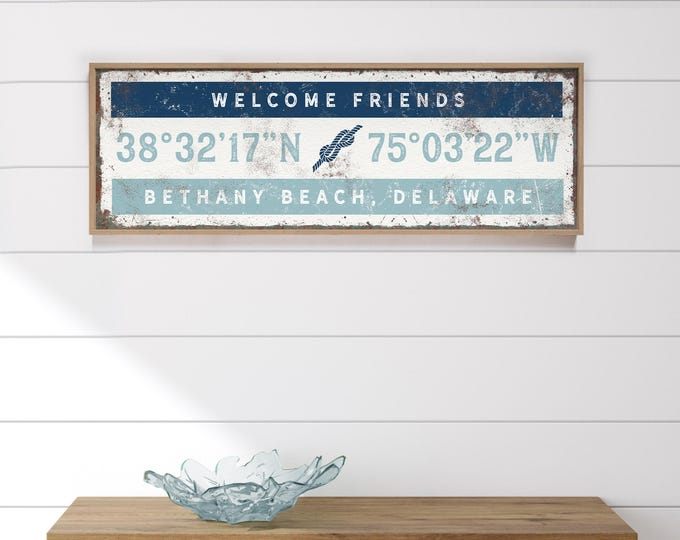 Nautical Rope Decor Welcome Sign With Your Own Coordinates And Established Year
