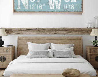 Custom Coordinates Wall Art: Vintage Typography - Rustic Farmhouse Canvas