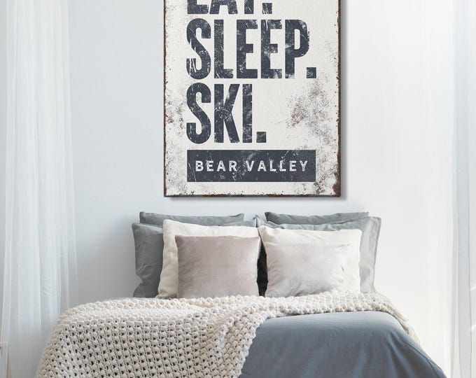 Bear Valley Ski Sign, Personalized Mountain Art (Canvas or Aluminum)