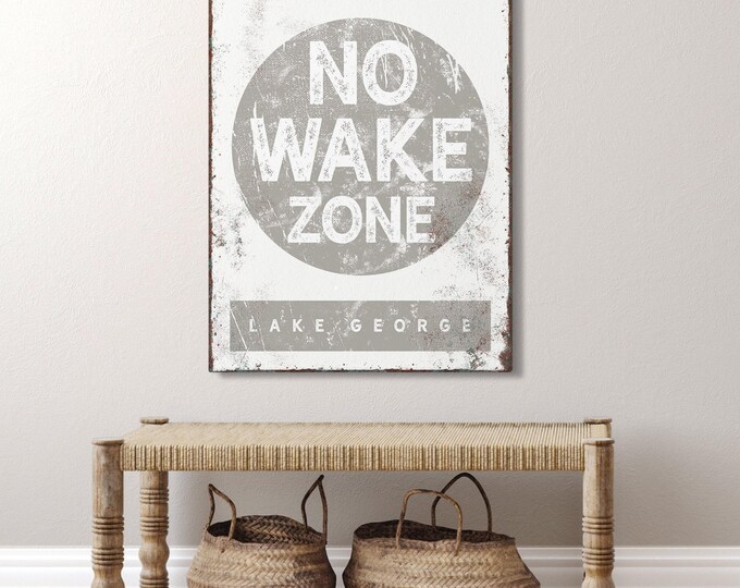 No Wake Zone Canvas Print: Rustic Lake George Style (Framed or Unframed)