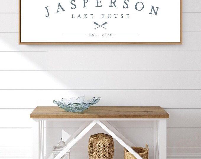 Farmhouse Family Name Sign, Nautical Blue (Custom Canvas or Aluminum)