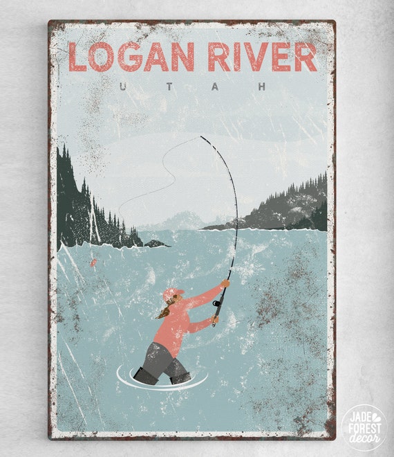 Coral Fishing Poster Vintage Logan River Fishing Sign, Custom Lake or River  Fly Fishing Art Print for Lake House Decor, Gift for Her vpl 