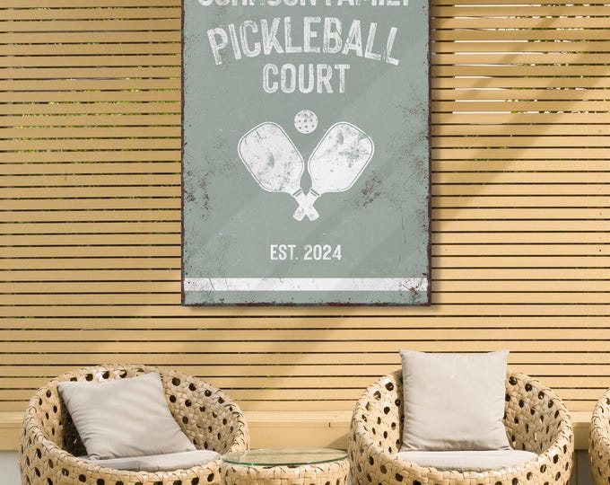 Pickleball Court Sign: Personalized Name and Year - Sage Green Colors