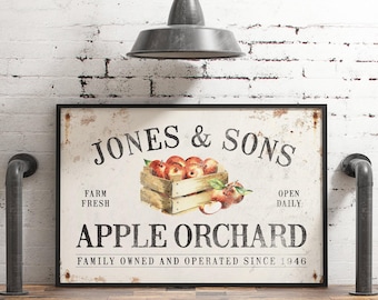 Antique Orchard Sign: Personalized Rustic Apple Wall Art - Farmhouse Style